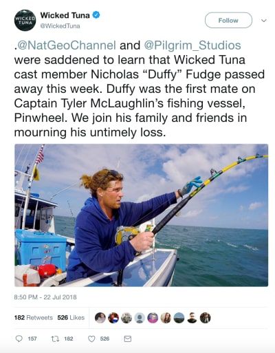 Nicholas 'Duffy' Fudge sterft; Wicked Tonijnster was 28