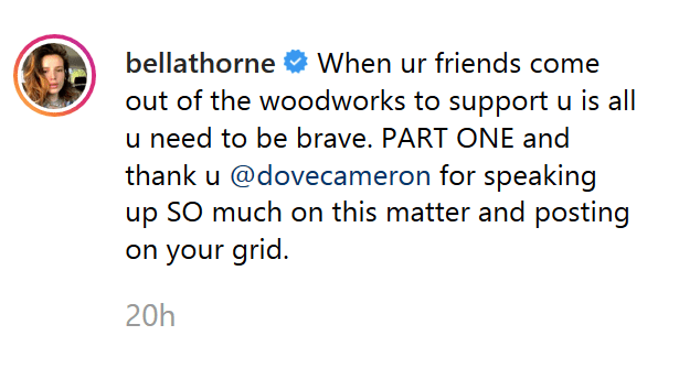 Η Bella Thorne έχει επίσης μεγάλη φωνητική υποστήριξη