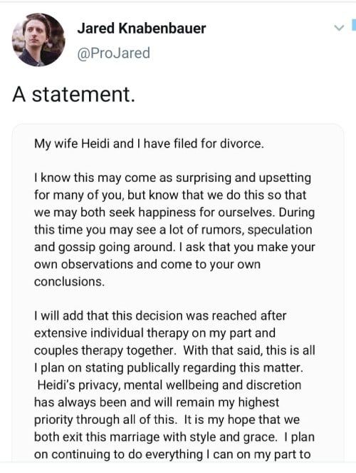 Jared und seine Frau Heidi lassen sich scheiden
