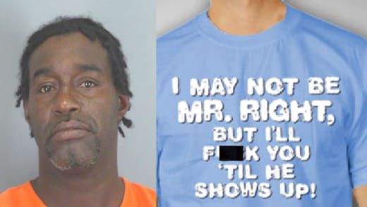 Vīrietis arestēts par 'Mr. Pareizs T-krekls, Atteikšanās atstāt parku