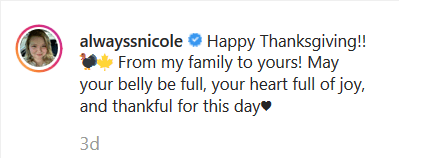 Nicole tuvo un dulce mensaje para sus fans.